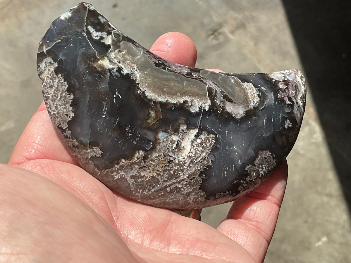144g “Volcano Agate” Crescent Moon 1B