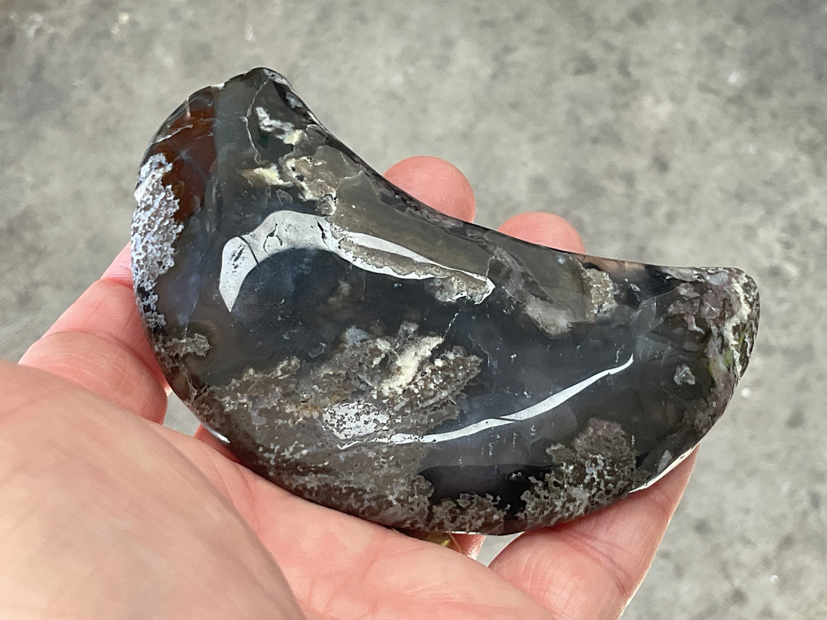 144g “Volcano Agate” Crescent Moon 1B