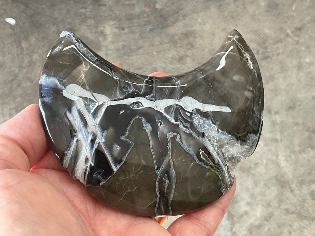 238g “Volcano Agate” Crescent Moon 2A