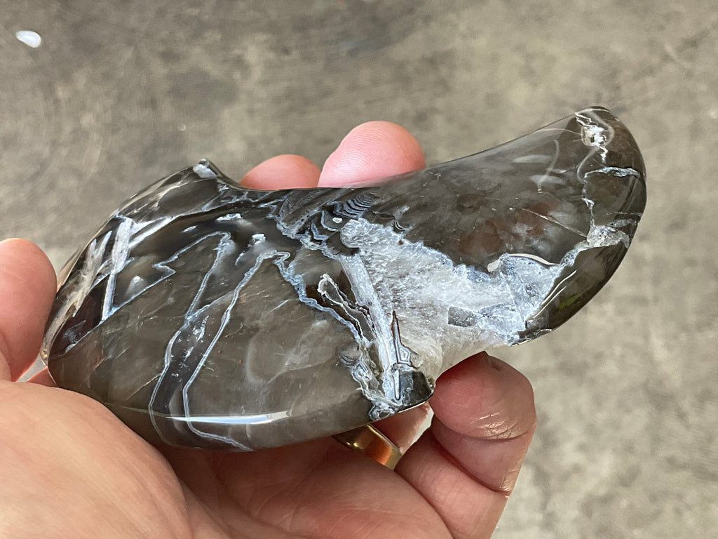 238g “Volcano Agate” Crescent Moon 2A