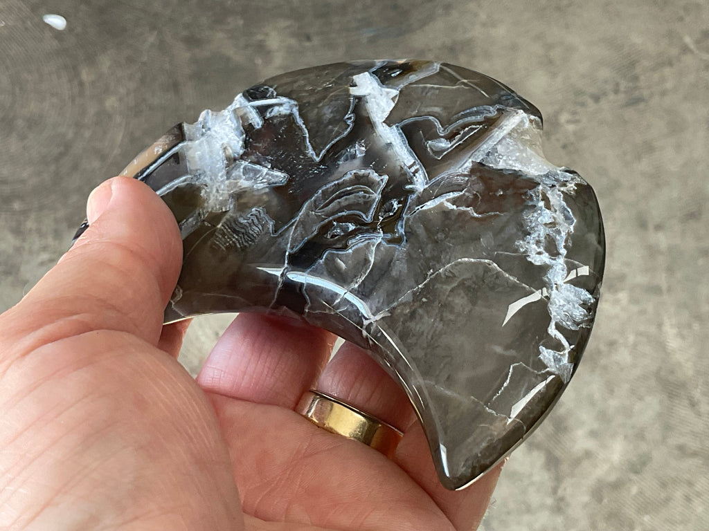 238g “Volcano Agate” Crescent Moon 2A