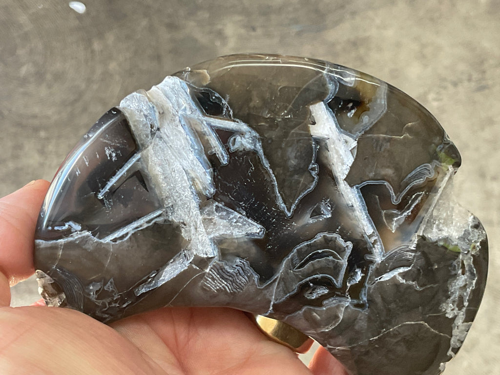 238g “Volcano Agate” Crescent Moon 2A