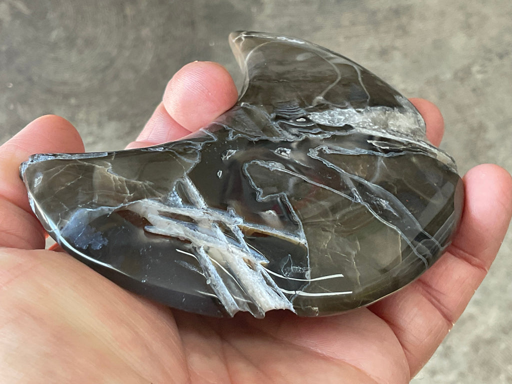 238g “Volcano Agate” Crescent Moon 2A
