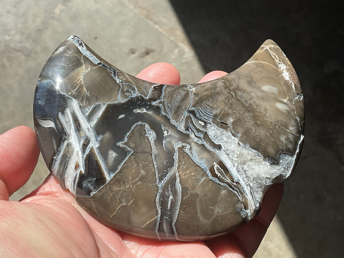 238g “Volcano Agate” Crescent Moon 2A