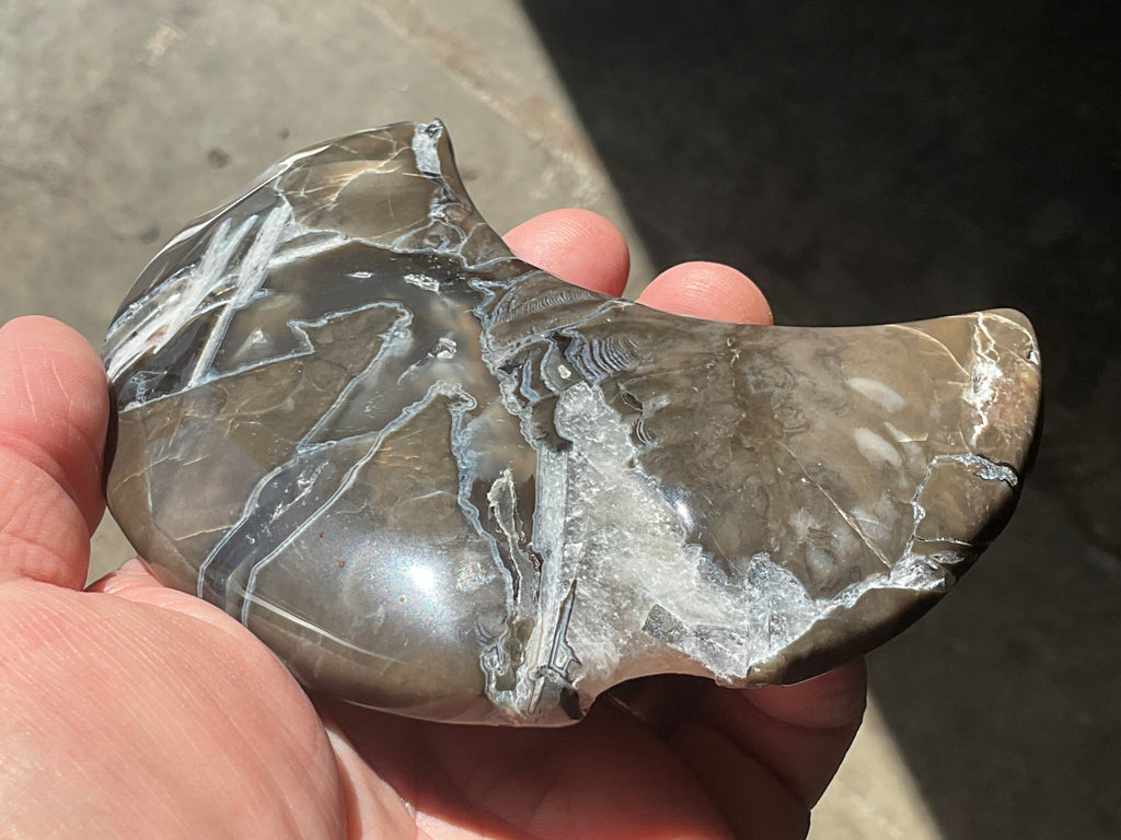 238g “Volcano Agate” Crescent Moon 2A