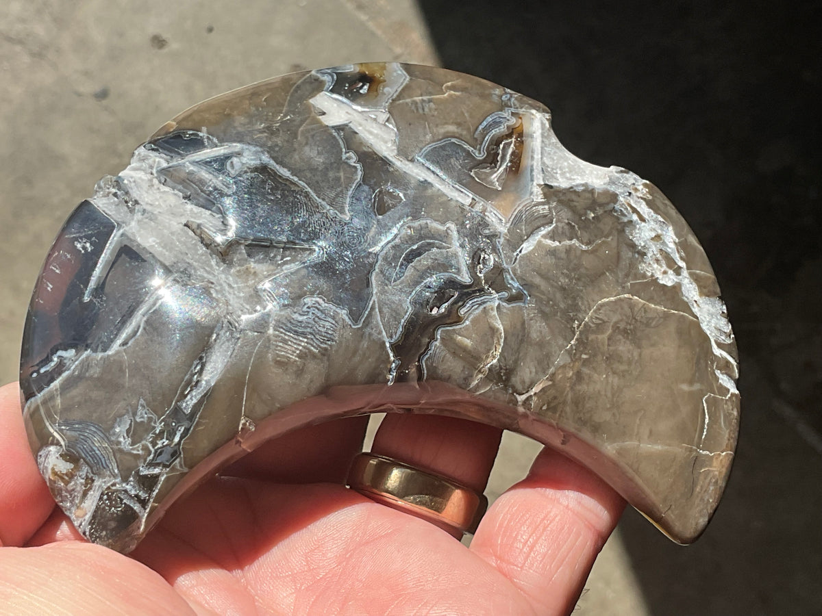 238g “Volcano Agate” Crescent Moon 2A