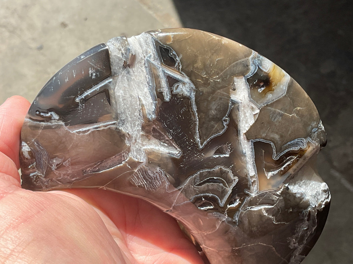 238g “Volcano Agate” Crescent Moon 2A