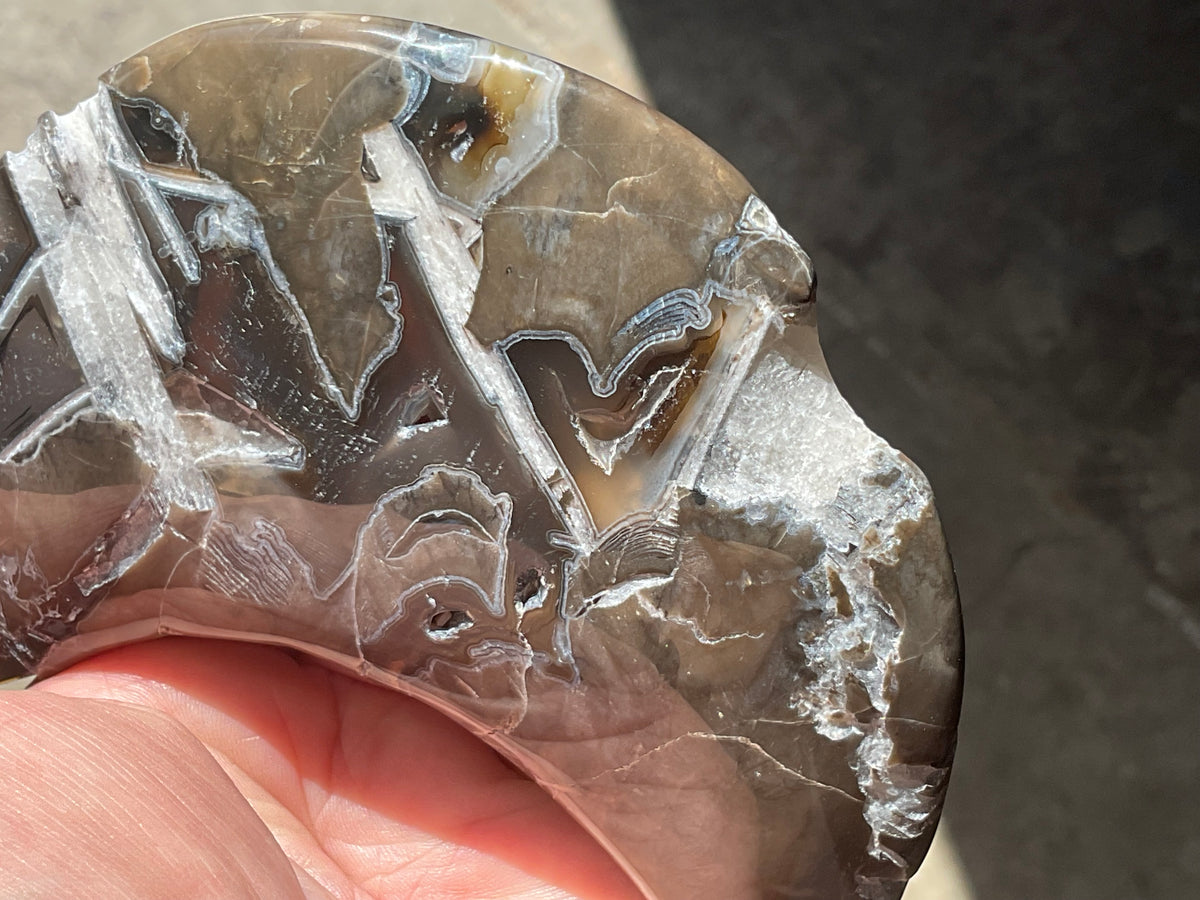 238g “Volcano Agate” Crescent Moon 2A