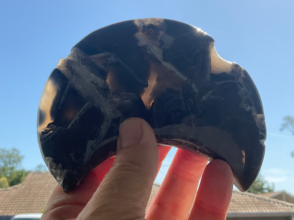 238g “Volcano Agate” Crescent Moon 2A