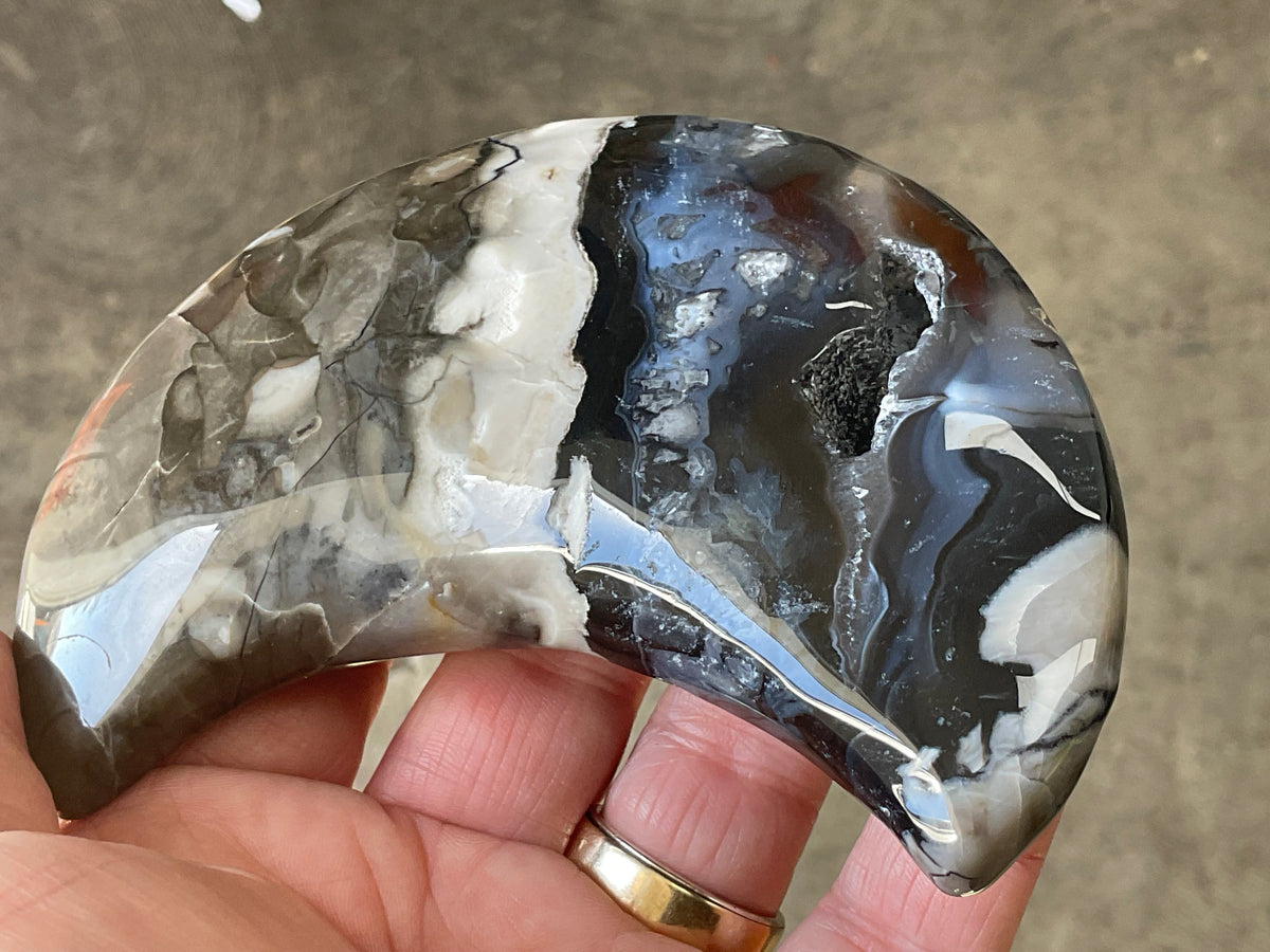 248g “Volcano Agate” Crescent Moon 2B