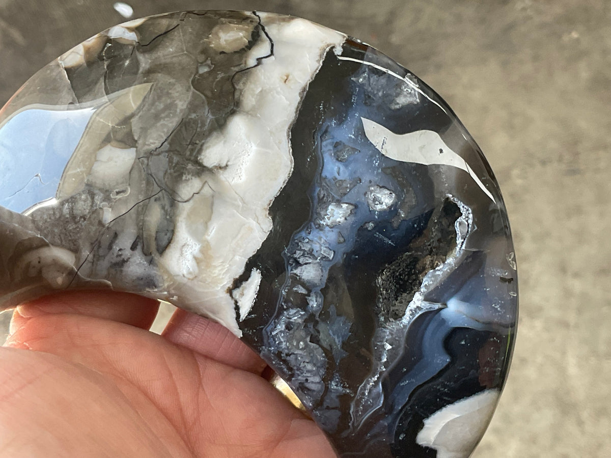 248g “Volcano Agate” Crescent Moon 2B