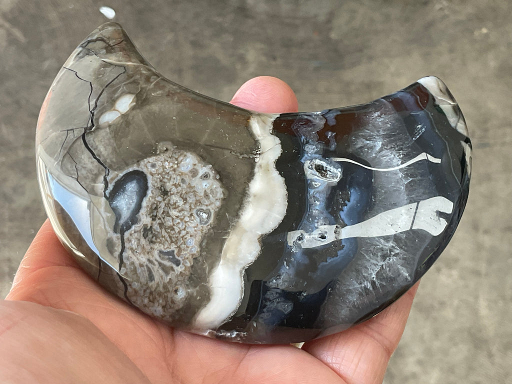 248g “Volcano Agate” Crescent Moon 2B