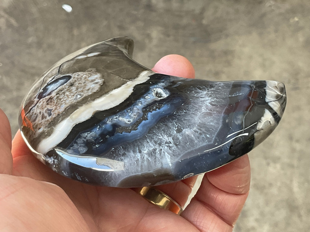 248g “Volcano Agate” Crescent Moon 2B