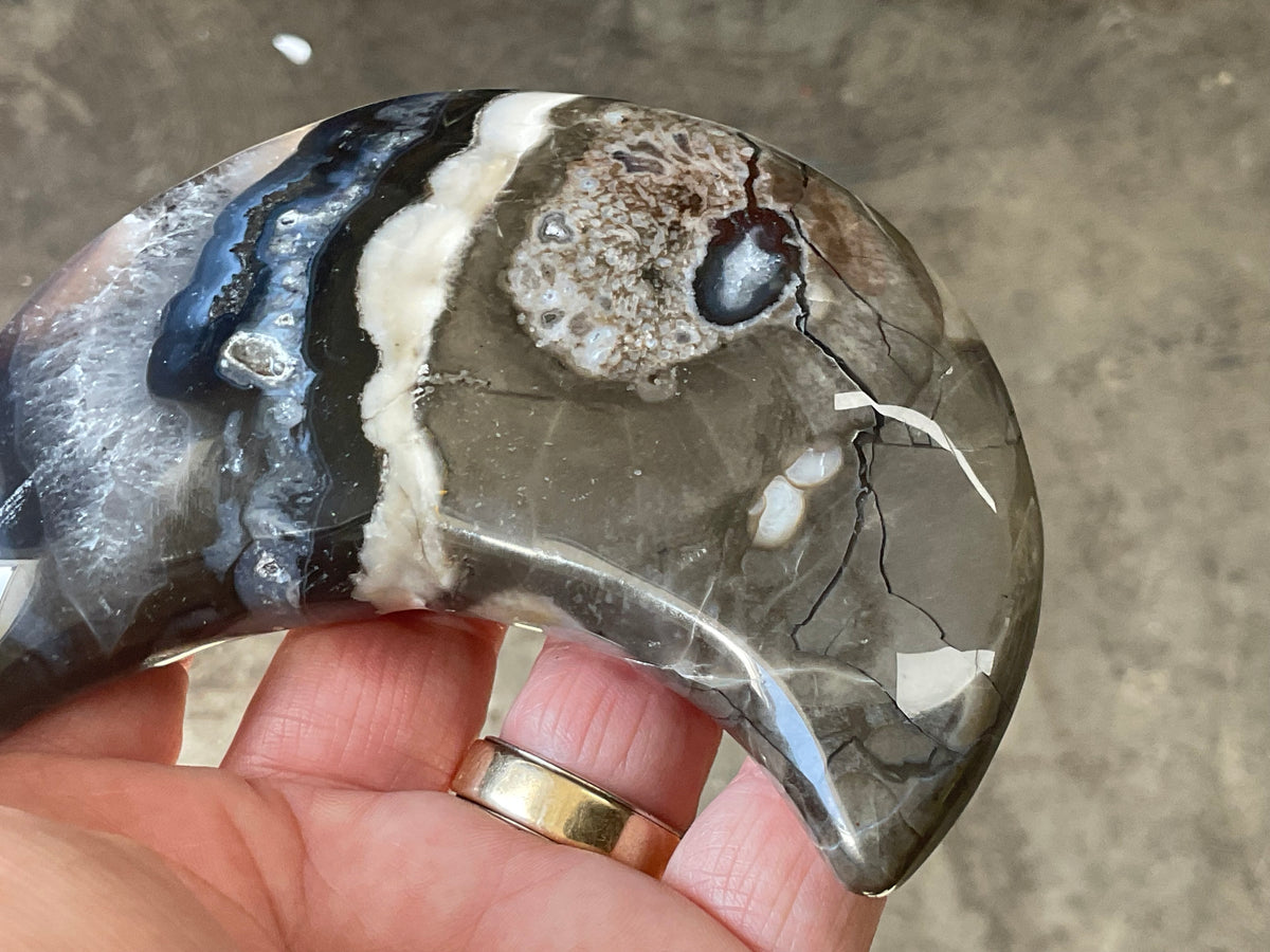 248g “Volcano Agate” Crescent Moon 2B