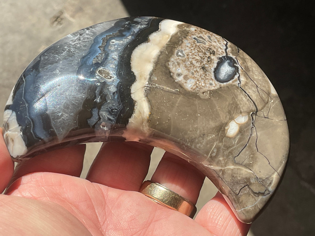 248g “Volcano Agate” Crescent Moon 2B