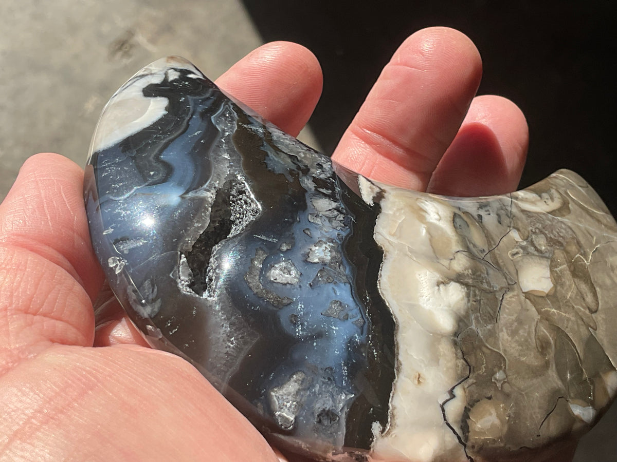 248g “Volcano Agate” Crescent Moon 2B
