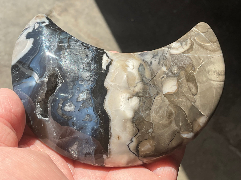 248g “Volcano Agate” Crescent Moon 2B