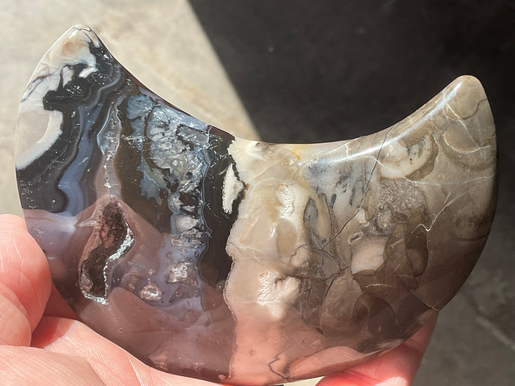248g “Volcano Agate” Crescent Moon 2B