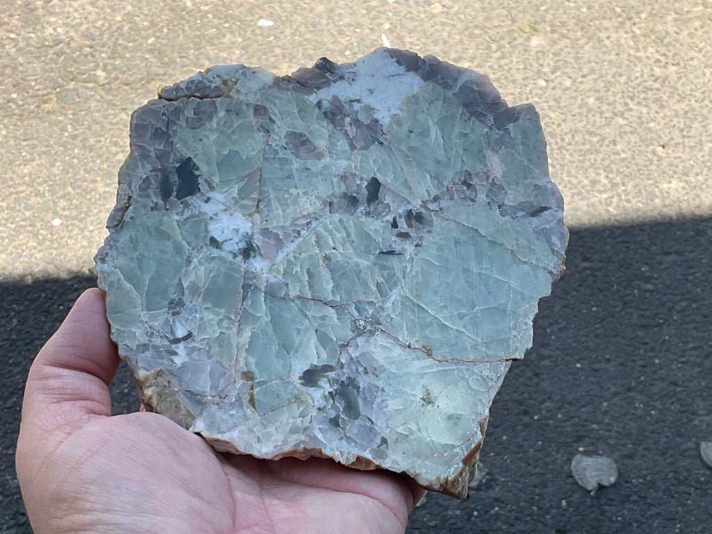 592g Green Beryl, Smokey Quartz and Mica Polished Slab from Yinnietharra