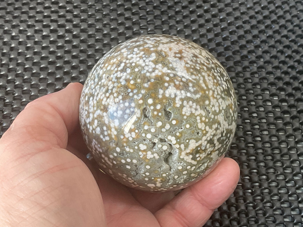 454g Extreme Orbicular Ocean Jasper Sphere 1B