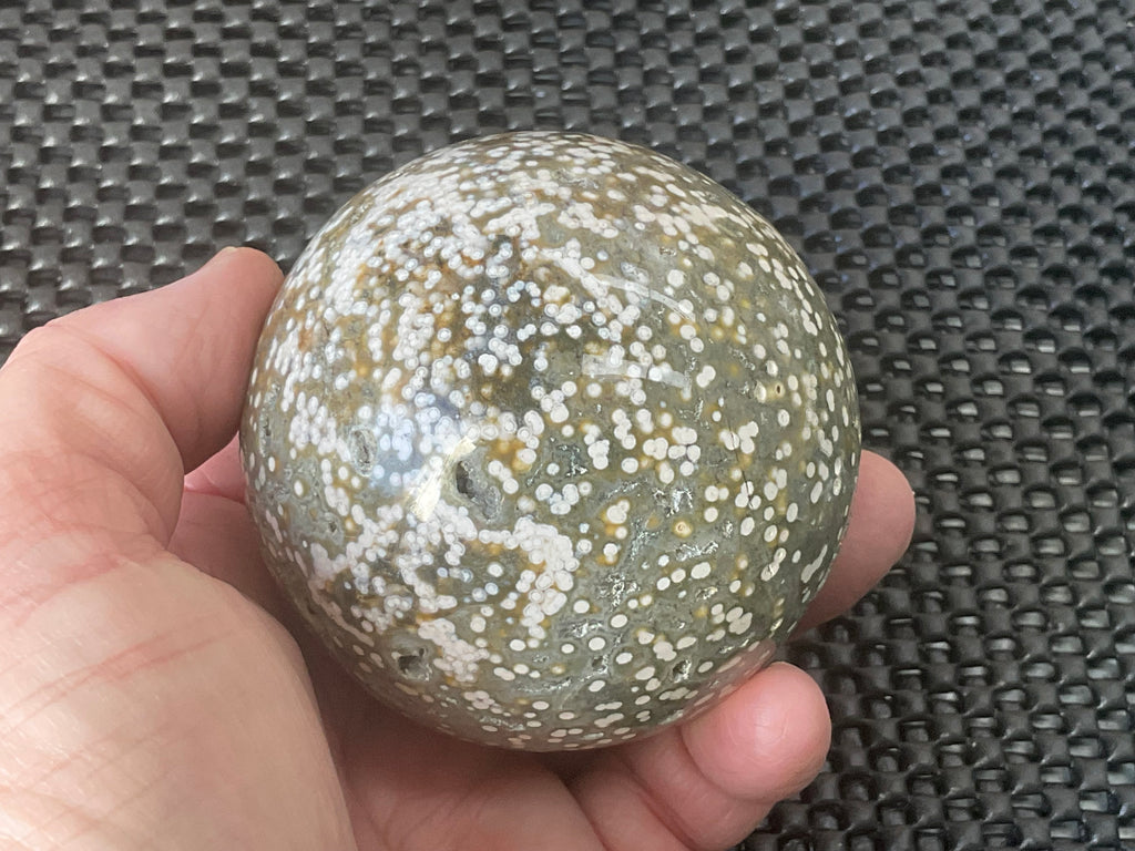 454g Extreme Orbicular Ocean Jasper Sphere 1B