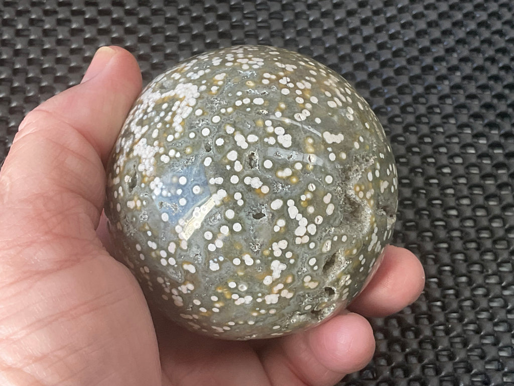 454g Extreme Orbicular Ocean Jasper Sphere 1B