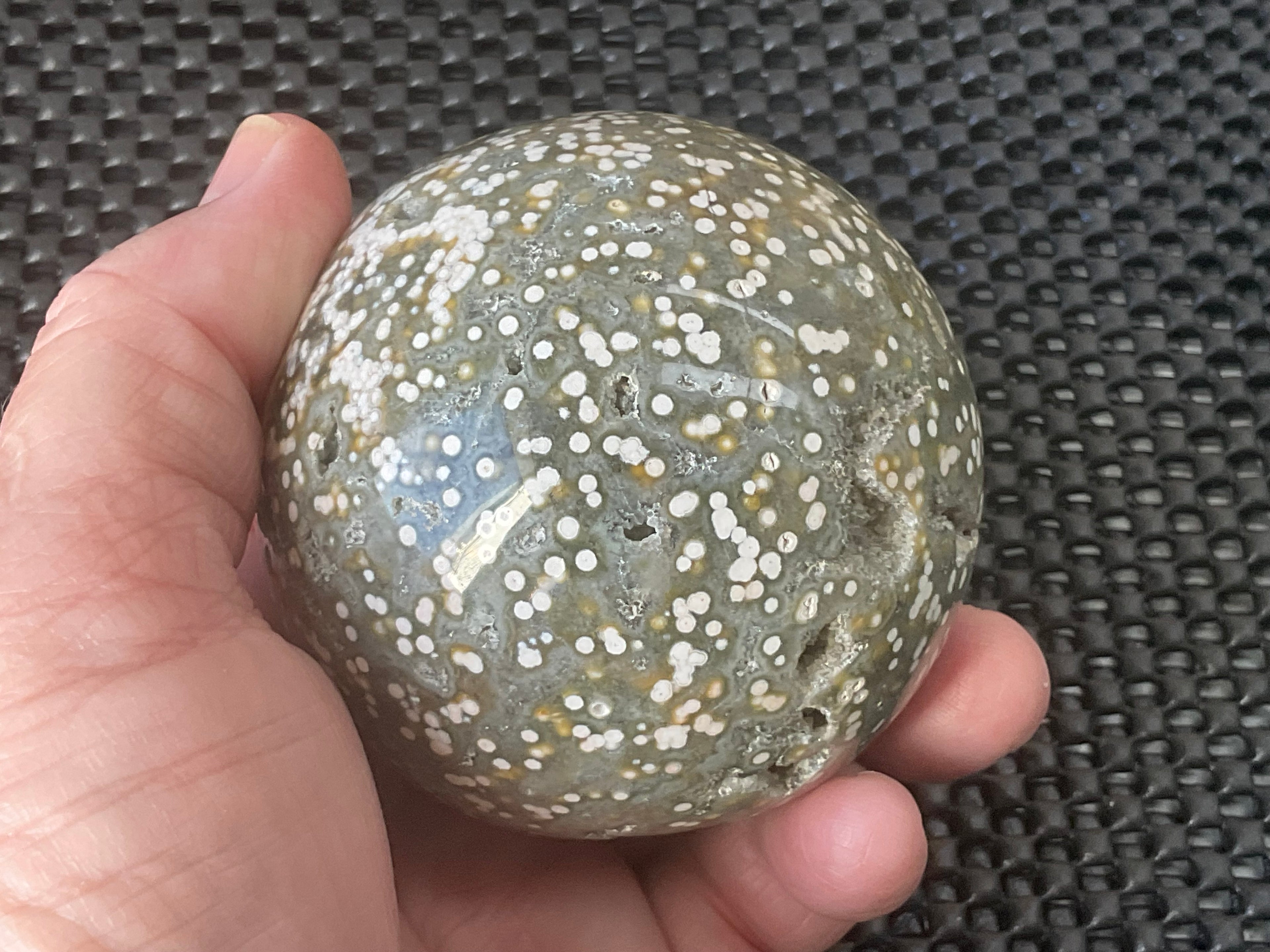 454g Extreme Orbicular Ocean Jasper Sphere 1B