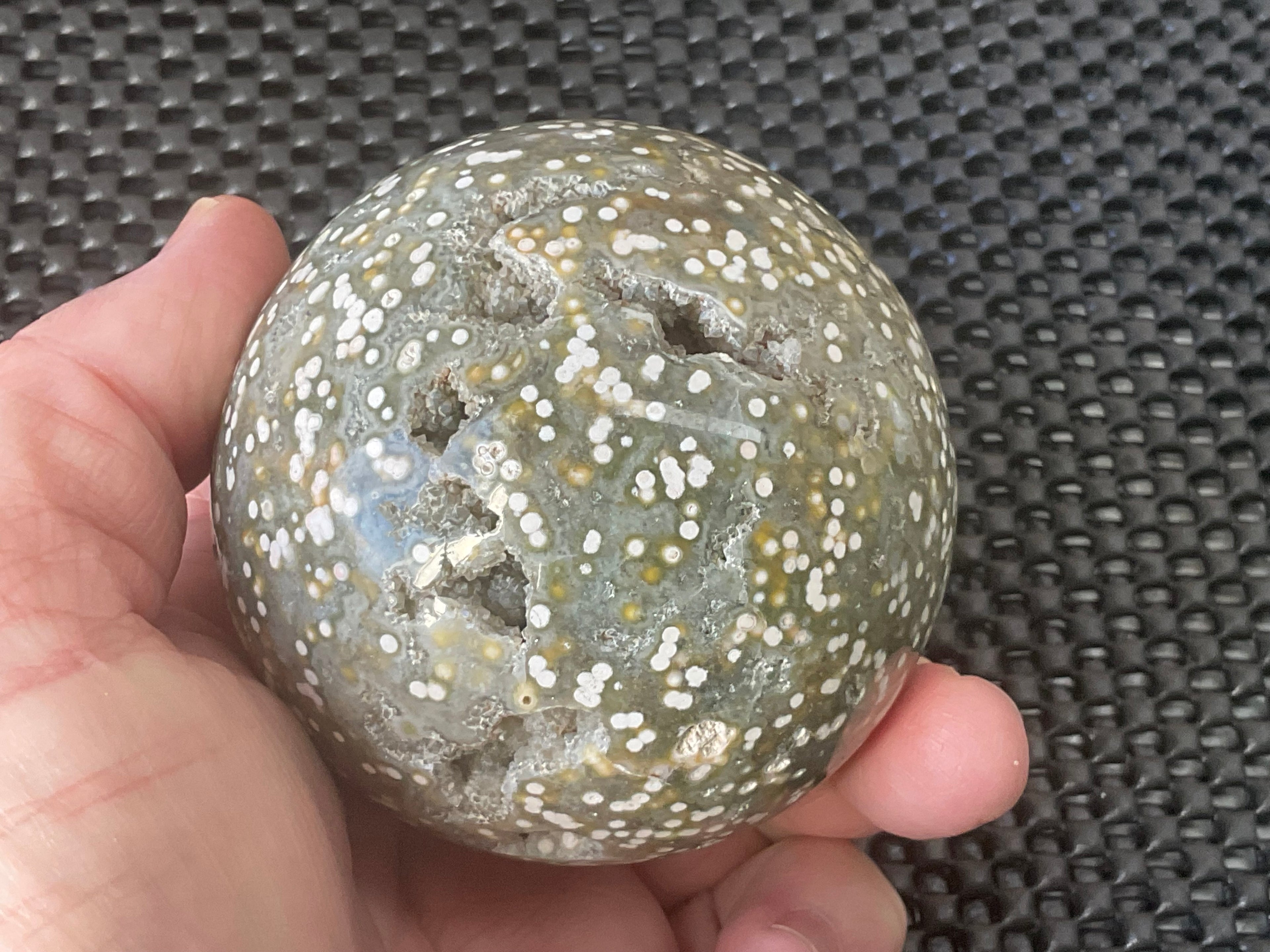 454g Extreme Orbicular Ocean Jasper Sphere 1B