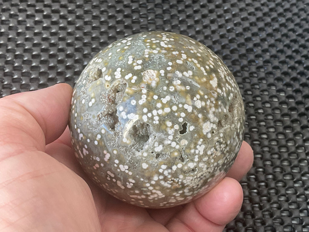 454g Extreme Orbicular Ocean Jasper Sphere 1B