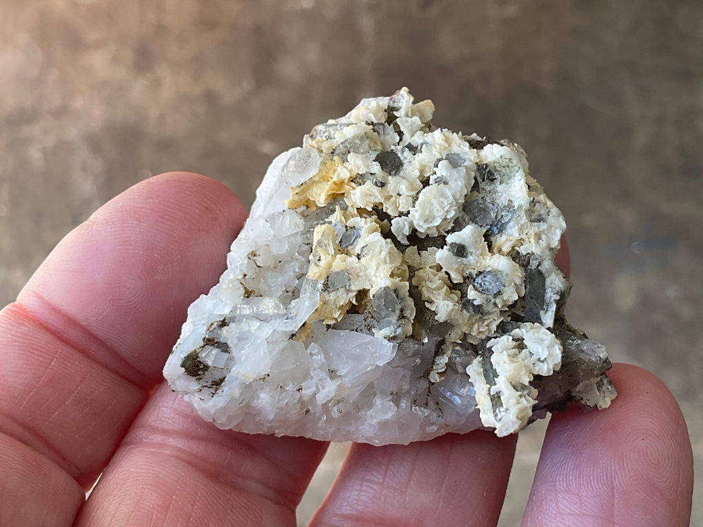 34g Quartz with Secondary Bladed Calacite Overgrowth Specimen