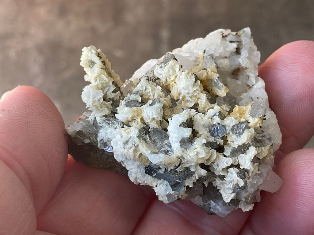 34g Quartz with Secondary Bladed Calacite Overgrowth Specimen