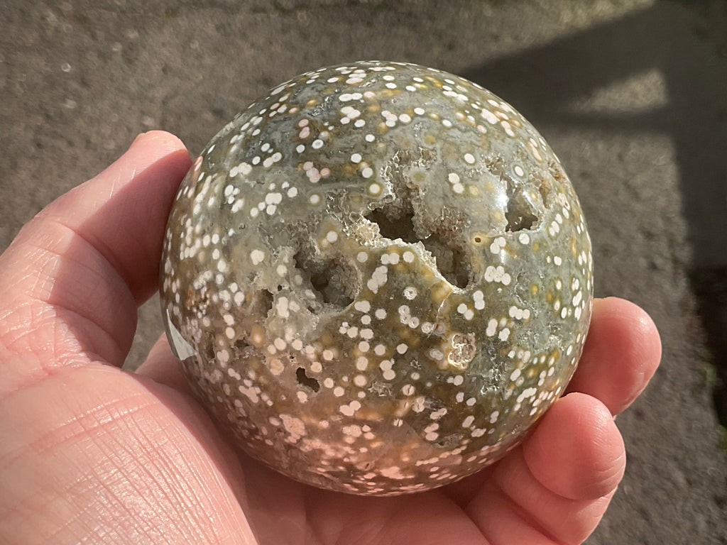 454g Extreme Orbicular Ocean Jasper Sphere 1B