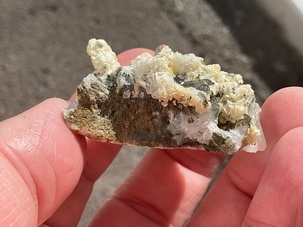 34g Quartz with Secondary Bladed Calacite Overgrowth Specimen