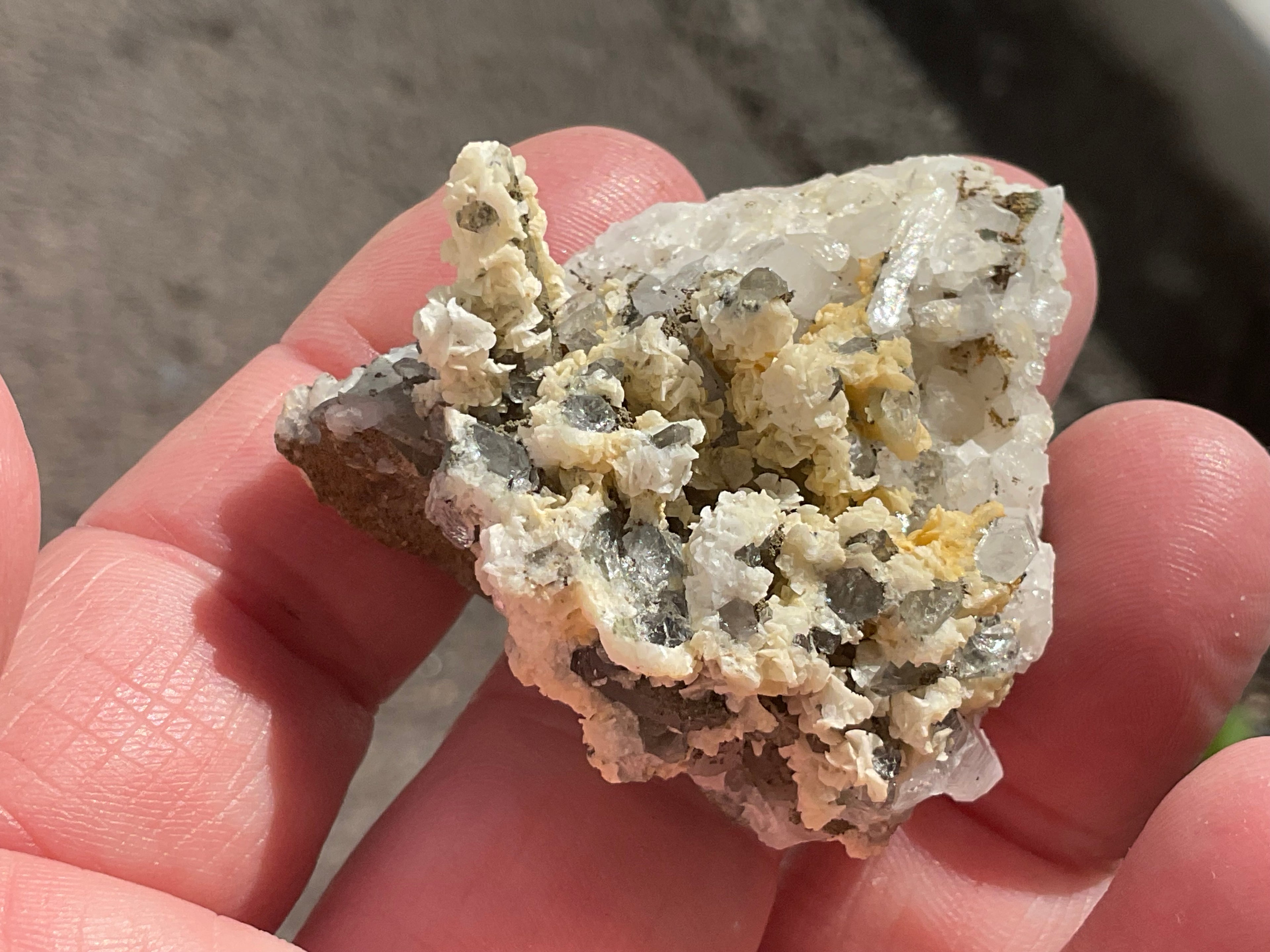 34g Quartz with Secondary Bladed Calacite Overgrowth Specimen