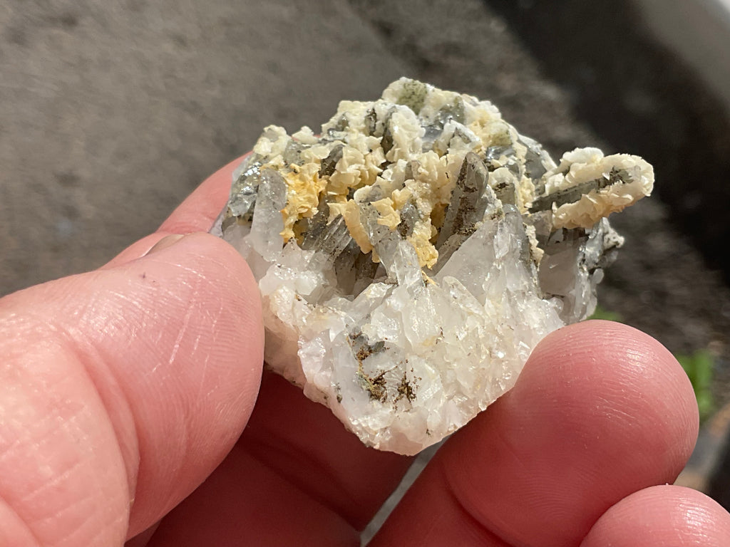 34g Quartz with Secondary Bladed Calacite Overgrowth Specimen