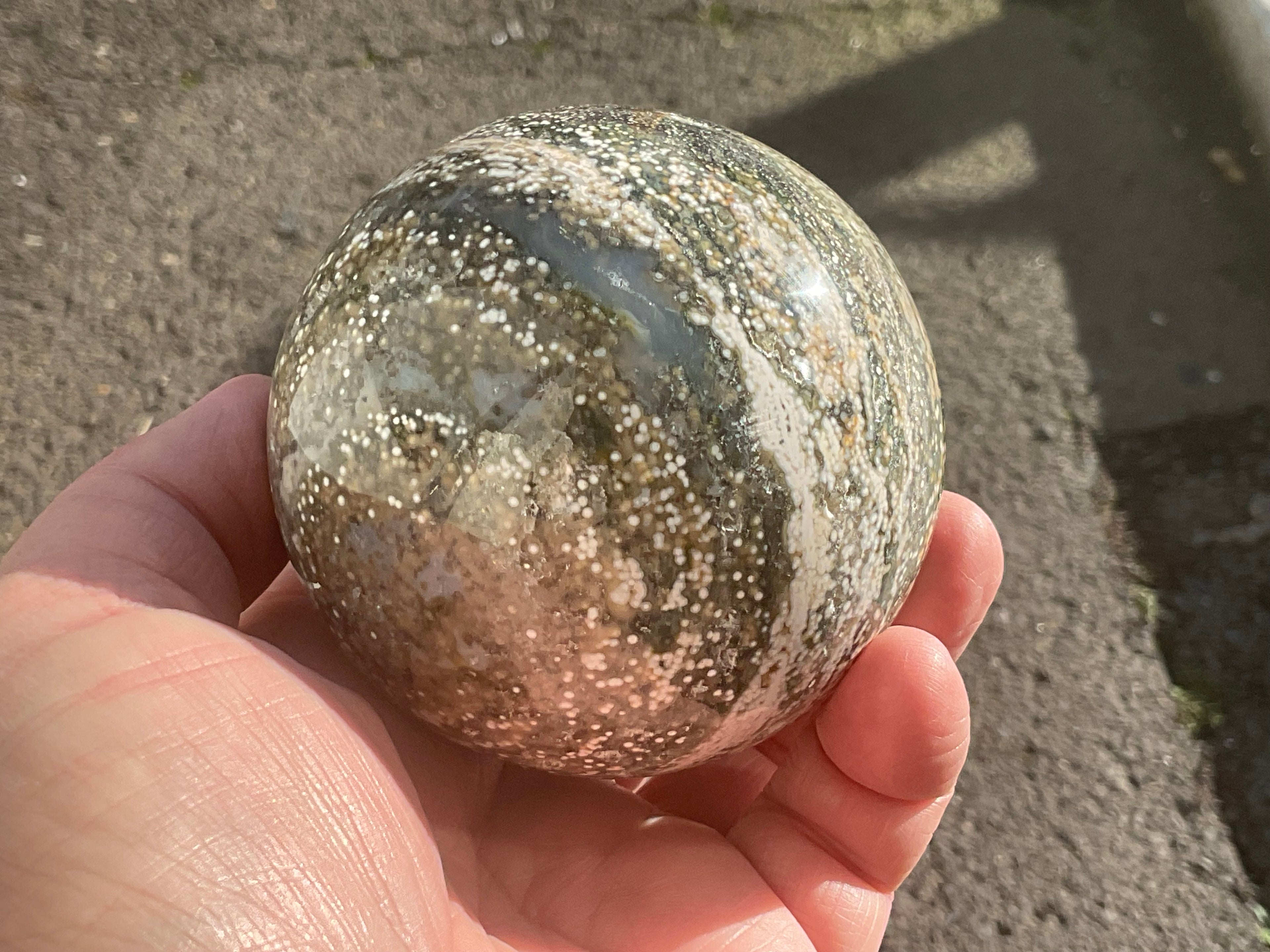 536g Extreme Orbicular Ocean Jasper Sphere 2C