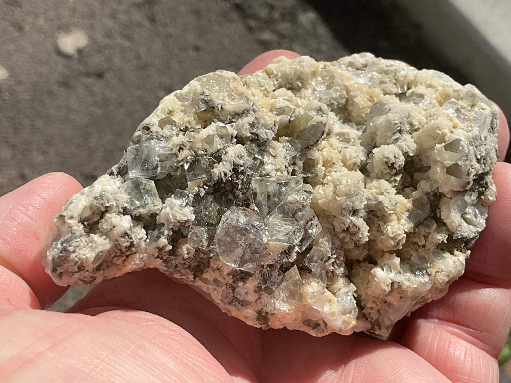 202g Quartz With Secondary Bladed Calcite, Chalcopyrite and Clear Cubic Fluorite Specimen