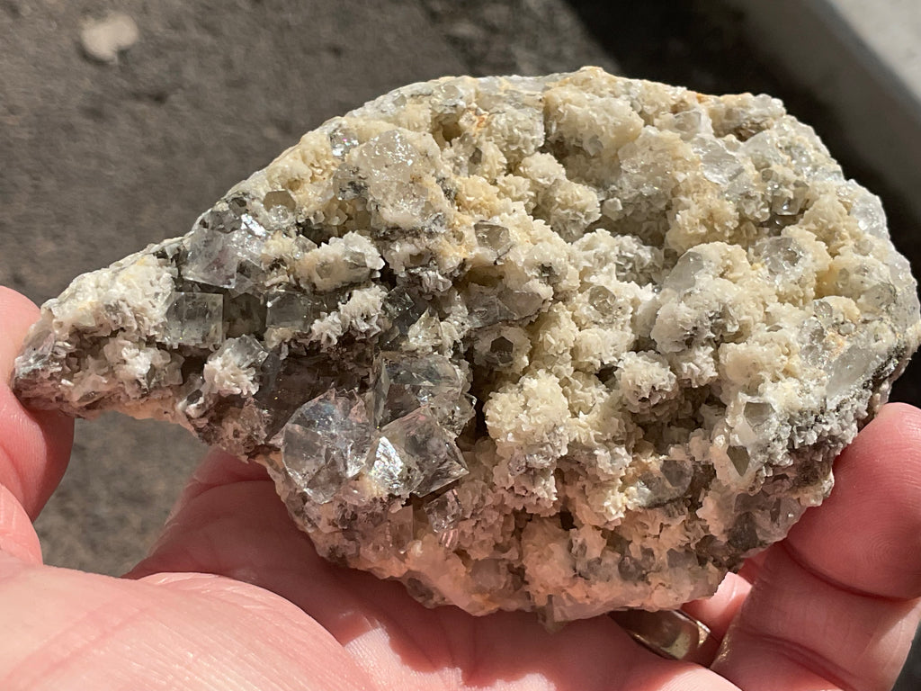 202g Quartz With Secondary Bladed Calcite, Chalcopyrite and Clear Cubic Fluorite Specimen