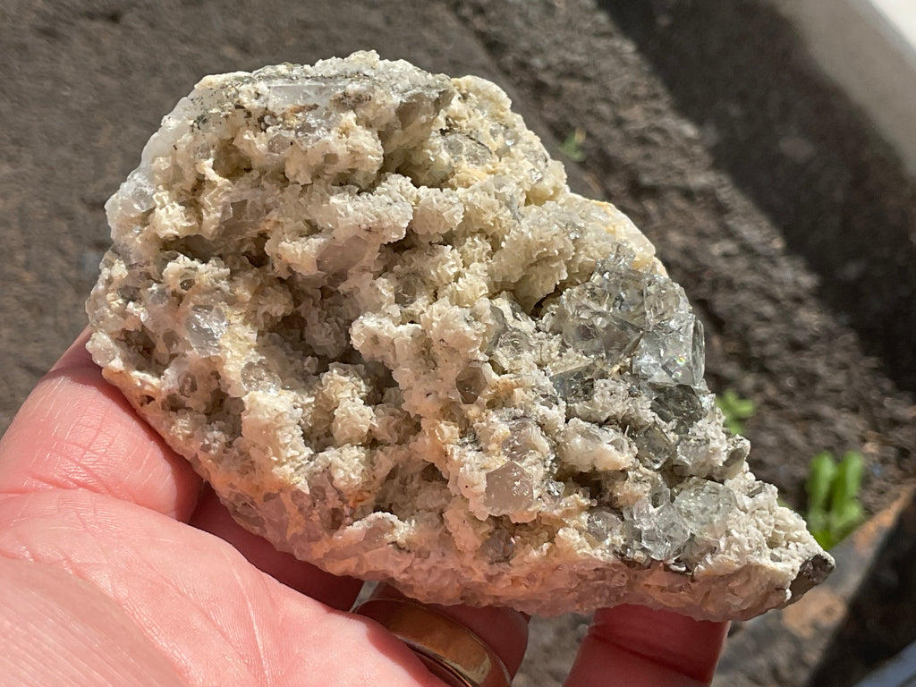202g Quartz With Secondary Bladed Calcite, Chalcopyrite and Clear Cubic Fluorite Specimen