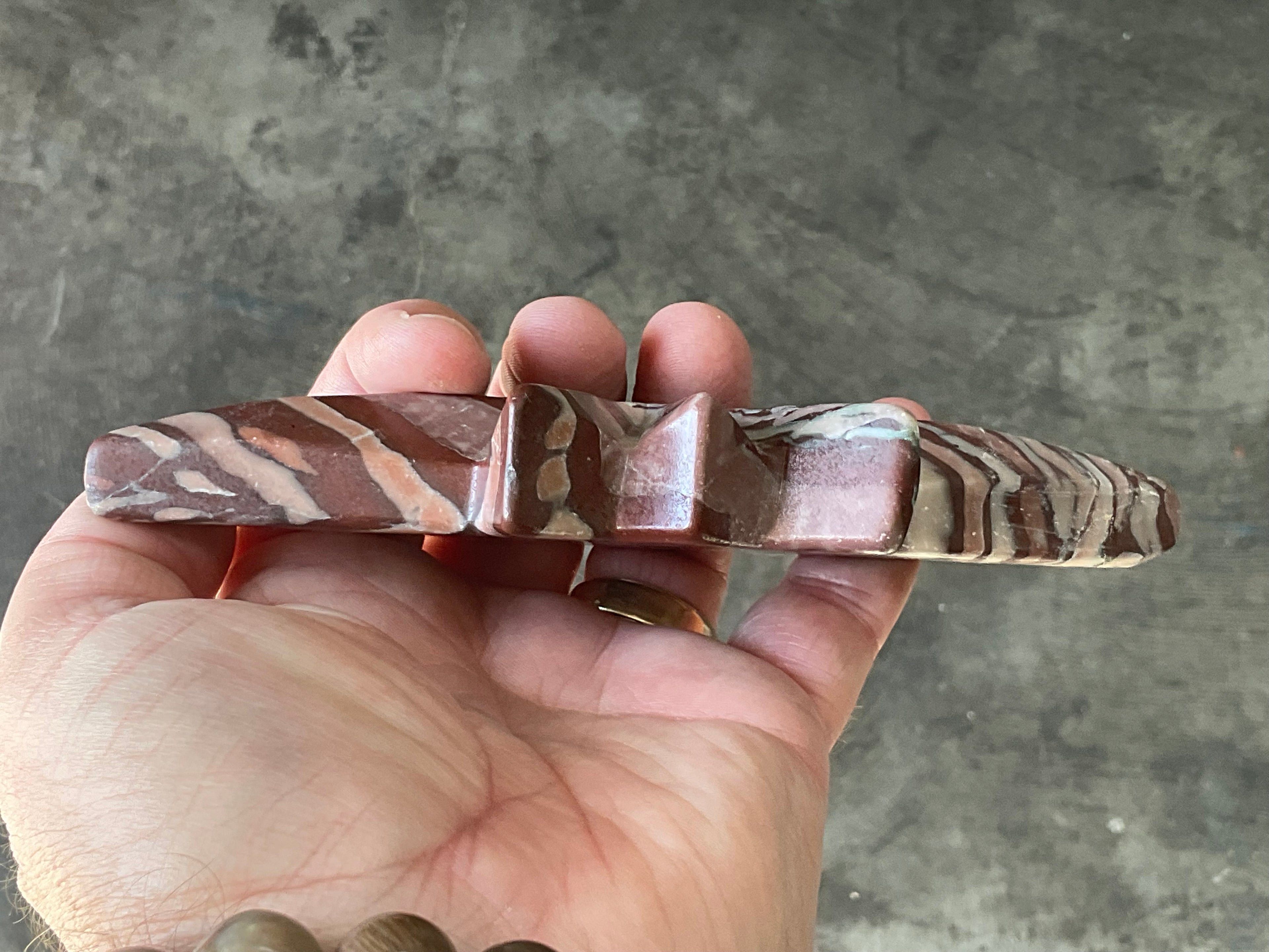 194g Striped Jasper Polaris Carving with Custom Wooden Stand 1