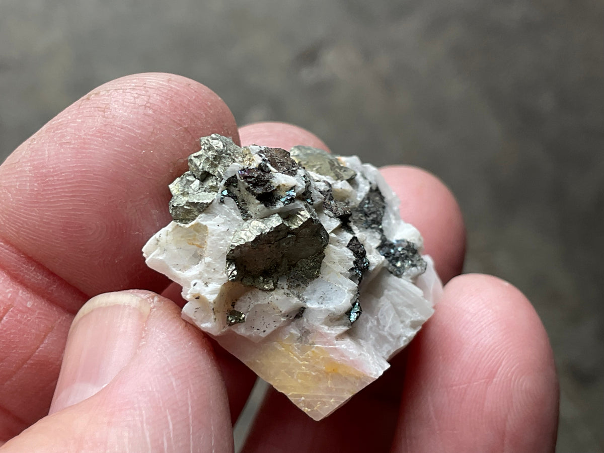 22g Bornite and Copper Minerals on Calcite Specimen C