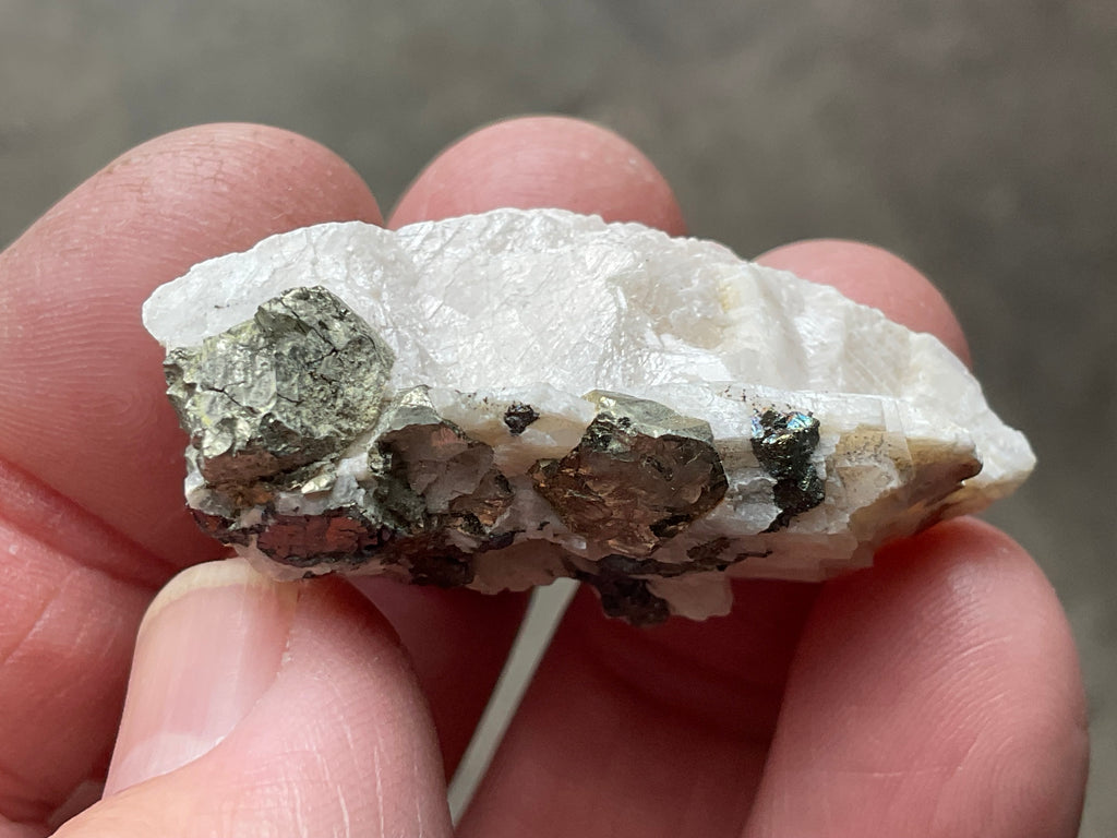 22g Bornite and Copper Minerals on Calcite Specimen C