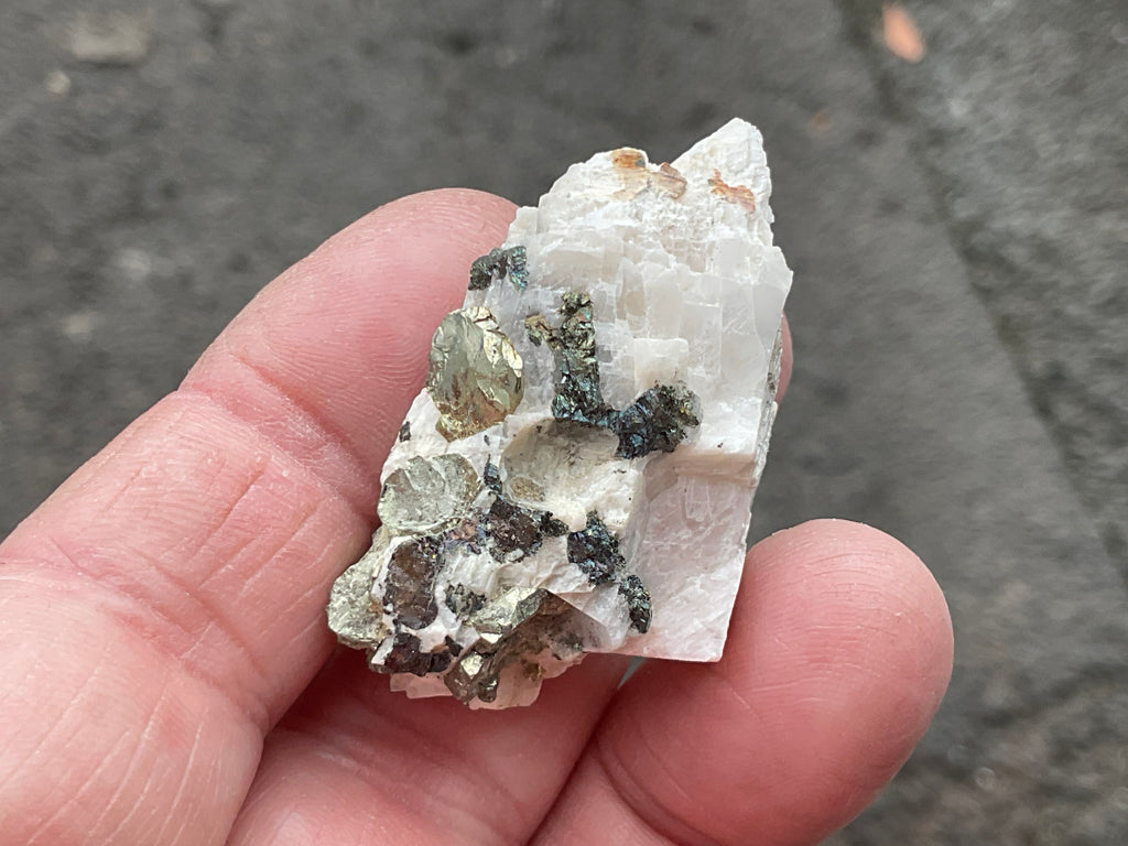 22g Bornite and Copper Minerals on Calcite Specimen C