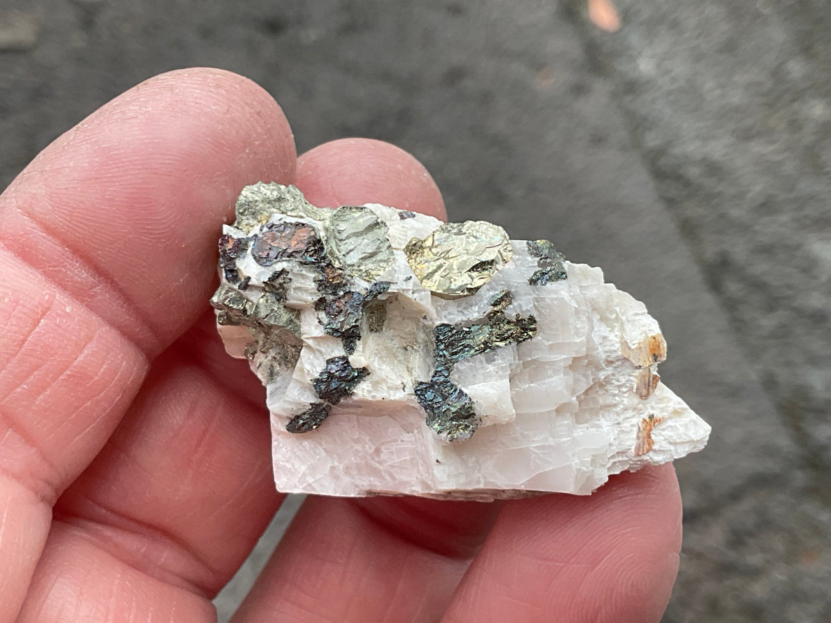 22g Bornite and Copper Minerals on Calcite Specimen C