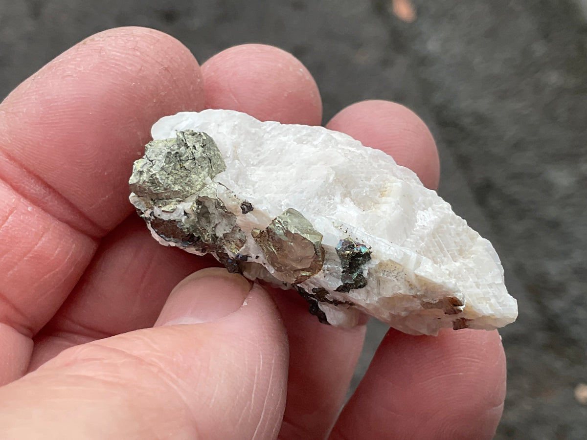 22g Bornite and Copper Minerals on Calcite Specimen C