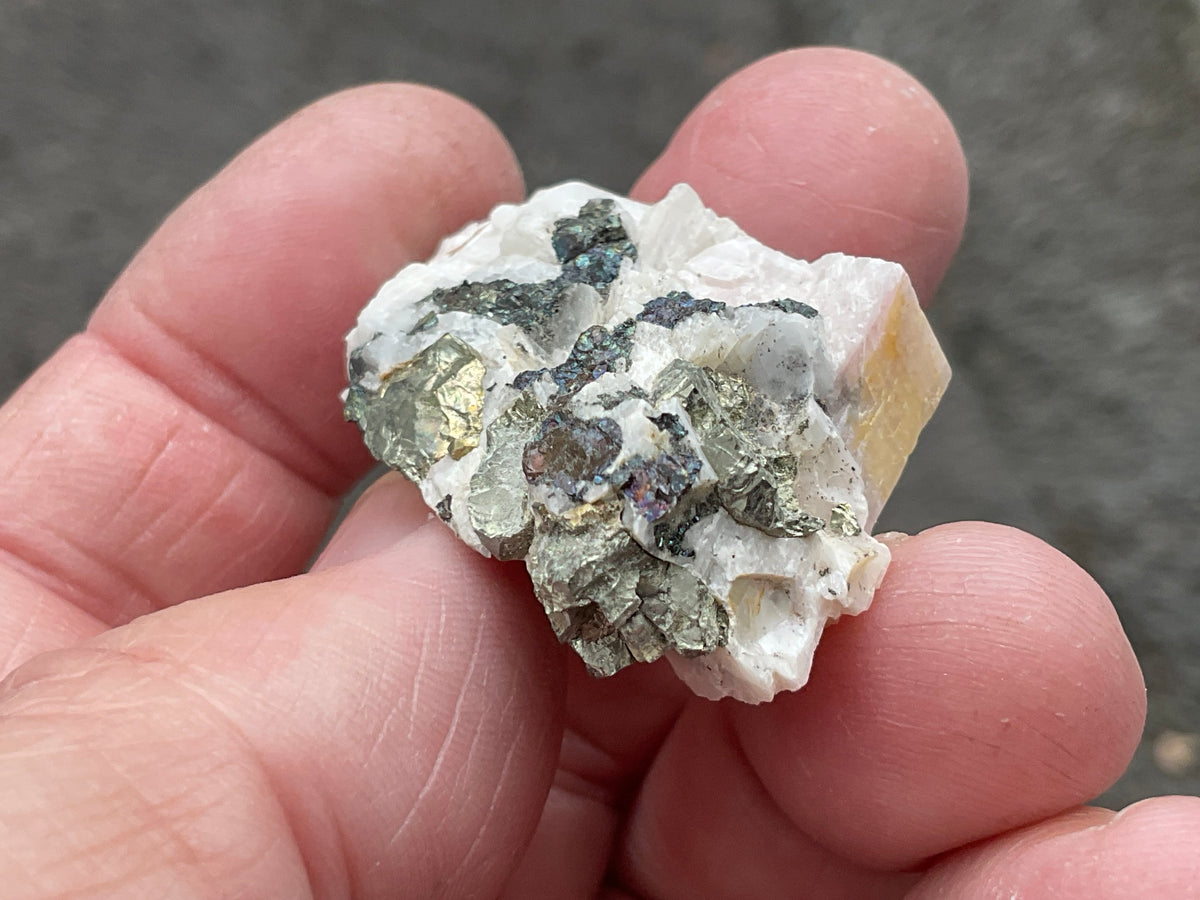 22g Bornite and Copper Minerals on Calcite Specimen C