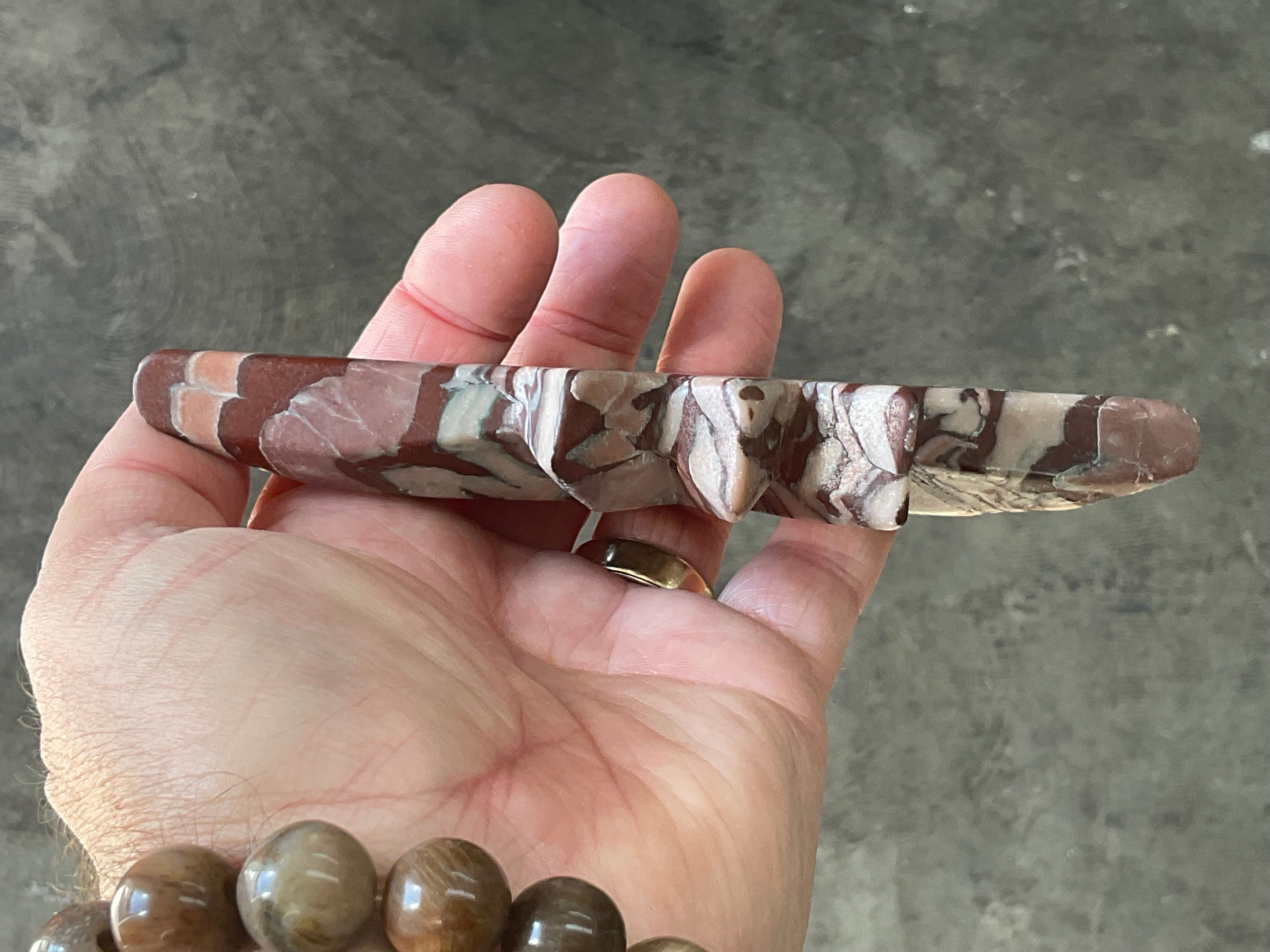 176g Striped Jasper Polaris Carving with Custom Wooden Stand 3