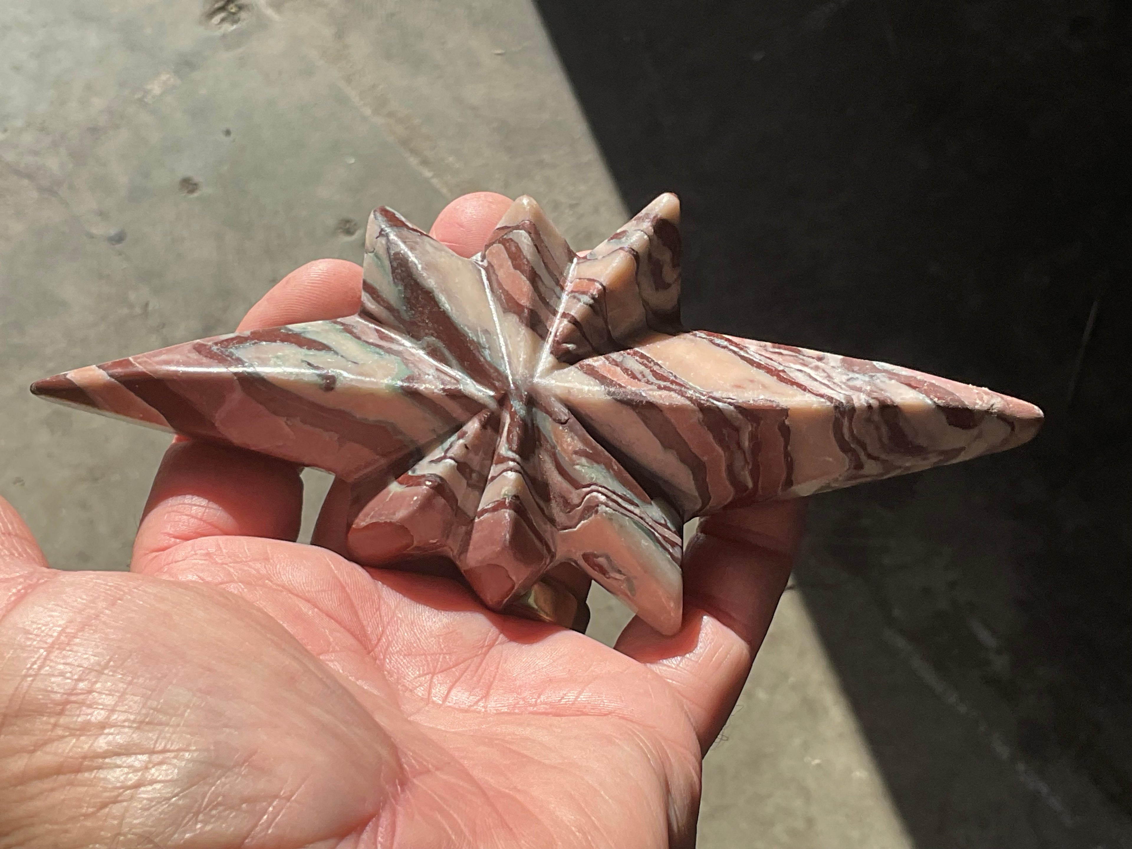 176g Striped Jasper Polaris Carving with Custom Wooden Stand 3