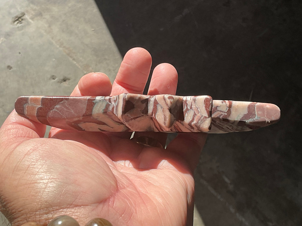 176g Striped Jasper Polaris Carving with Custom Wooden Stand 3