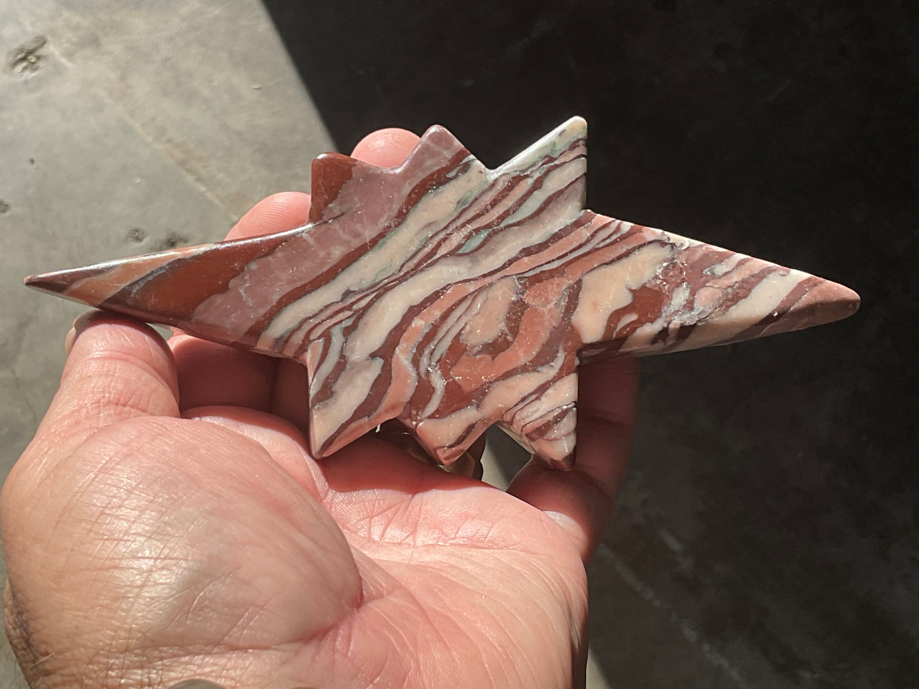 176g Striped Jasper Polaris Carving with Custom Wooden Stand 3